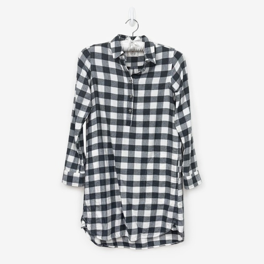 Marine Layer Effie Popover Dress Size M Plaid Cotton Blend Pockets - Picture 1 of 3